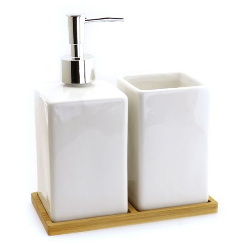 Set of soap dispenser porcelain