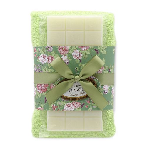Schafmilchseife 100g mit Gästehandtuch, Vintage Style