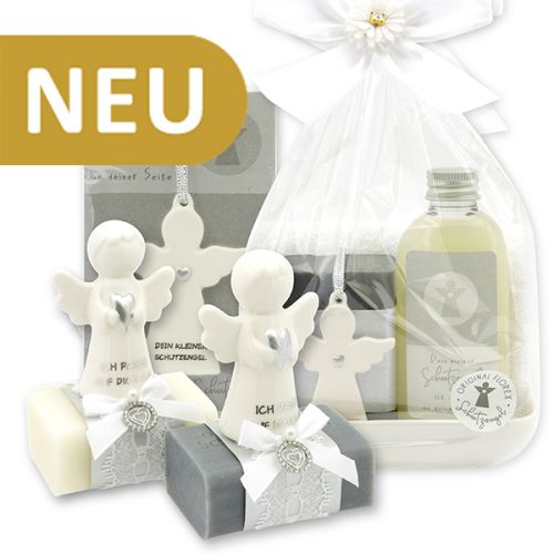 Guardian angel with a heart - silver