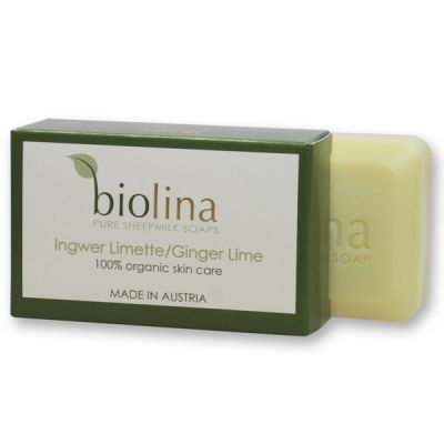 Biolina Schafmilchseife 100g im Karton, Ingwer Limette 