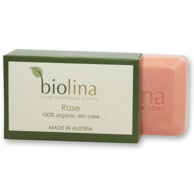 Biolina sheep milk soap 100g in box, Rose 