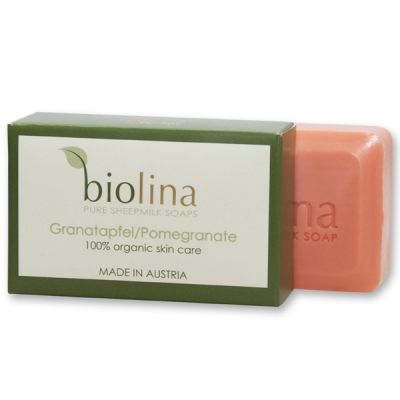 Biolina sheep milk soap 100g in box, Pomegranate 