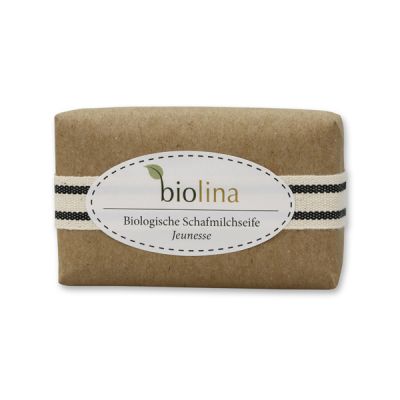 Biolina sheep milk soap 100g packed in a brown paper with a ribbon, Jeunesse 
