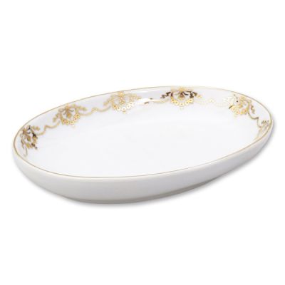 Soap dish porcelain white/gold 