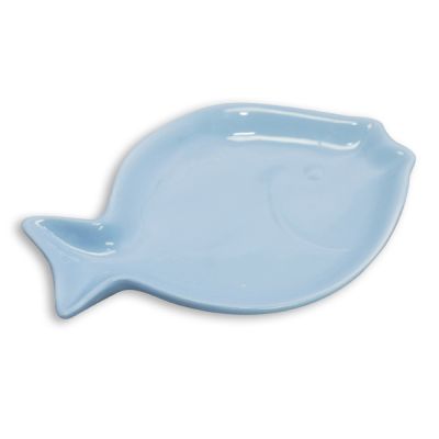 Soap dish porcelain fish shaped, blue - second-rate quality 