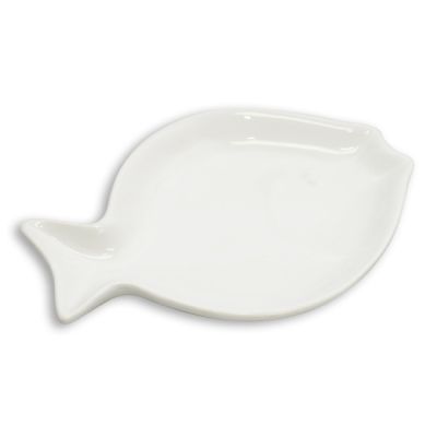 Soap dish porcelain fish shaped, white 