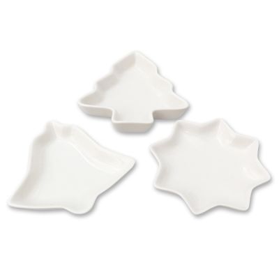 Soap dish porcelain in star-, christmastree- and bellshape sorted 