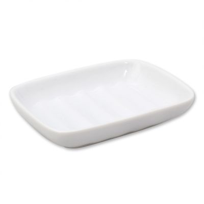 Soap dish porcelain square with rills 