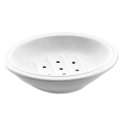 Soap dish porcelain oval two piece with drip tray 