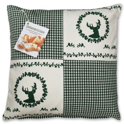 Swiss pine pillow 40x40cm with a deer motive filled with swiss pine shavings 