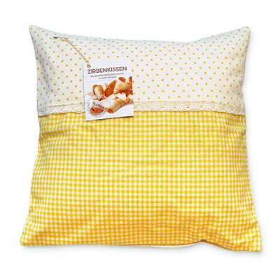 Swiss pine pillow 40x40cm yellow filled with swiss pine shavings 