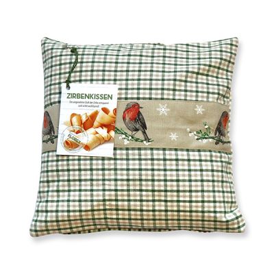 Swiss pine pillow 30x30cm with a bird filled with swiss pine shavings 