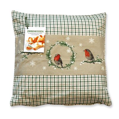 Swiss pine pillow 40x40cm with a bird filled with swiss pine shavings 