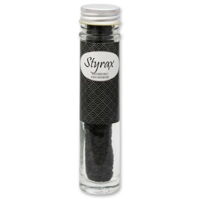 Incense 20g in a high glass jar, "Styrax" 