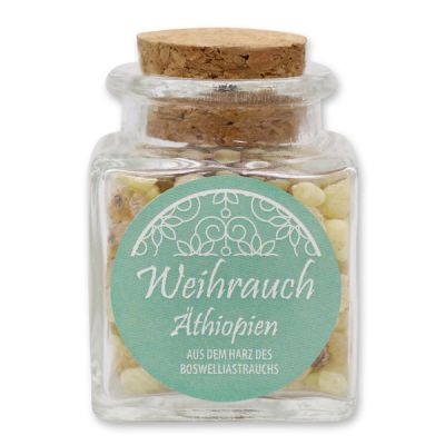 Incense 28g in a square glass jar with a plug cork, "Äthiopien" 