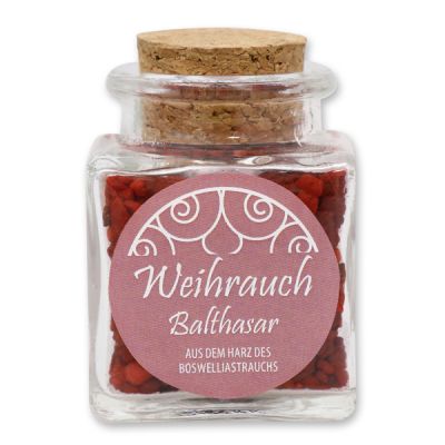 Incense mix 28g in a square glass jar with a plug cork, "Balthasar" 