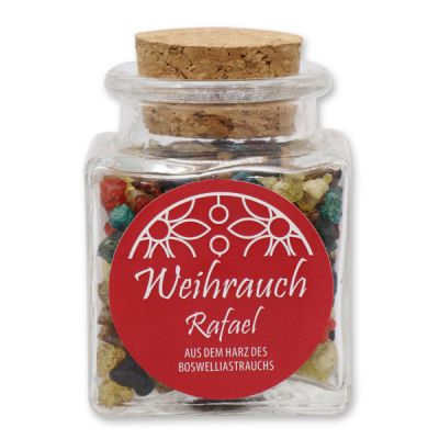 Incense mix 28g in a square glass jar with a plug cork, "Rafael" 