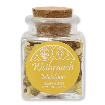 Incense mix 30g in a square glass jar with a plug cork, "Melchior" 