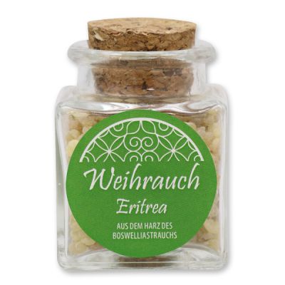 Incense 28g in a square glass jar with a plug cork, "Eritrea extra fein" 