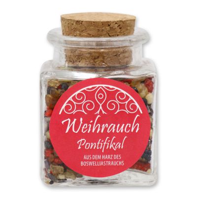 Incense 28g in a square glass jar with a plug cork, "Pontifikal" 