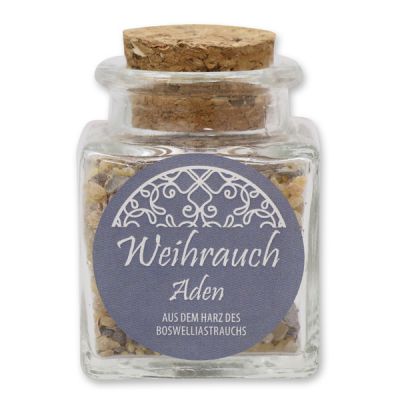 Incense 25g in a square glass jar with a plug cork, "Aden" 