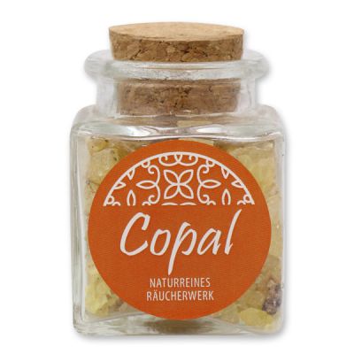 Incense 28g in a square glass jar with a plug cork, "Copal" 