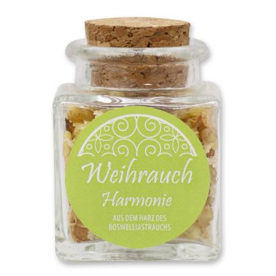 Incense mix 25g in a square glass jar with a plug cork, "Harmonie" 