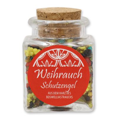 Incense mix 30g in a square glass jar with a plug cork, "Schutzengel" 