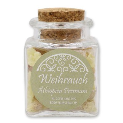 Incense 28g in a square glass jar with a plug cork, "Äthiopien Premium" 