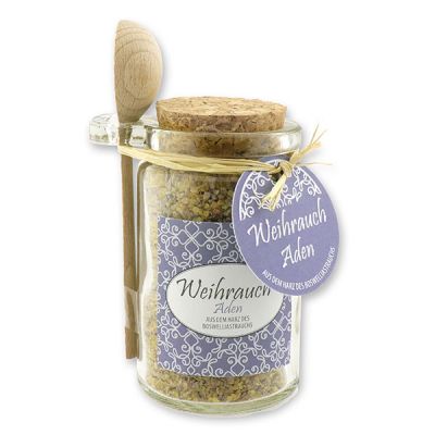 Incense 70g in a glass with cork and a wooden spoon decorated, "Aden" 