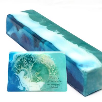 Handmade glycerin soap with loofah 90g in cello, Blue Diamond 