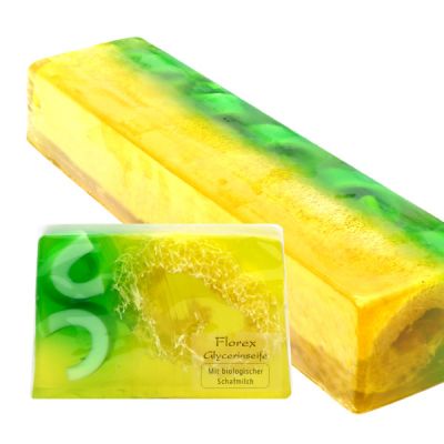 Handmade glycerin soap with loofah 90g in cello, Grapefruit 