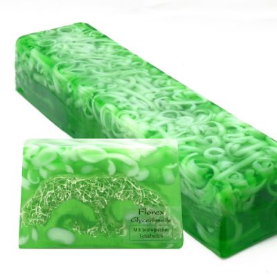 Handmade glycerin soap with loofah 90g in cello, May lily 
