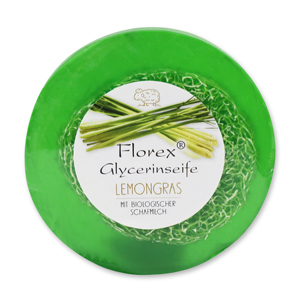 Handmade glycerin soap with loofah 100g in cello, Lemongras 