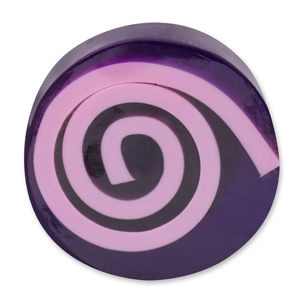 Handgemachte Glyzerinseife mit Spirale 90g in Folie, Lavendel 