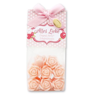 Schafmilchseife Rose Florex mini 14x7g in Cello "Alles Liebe", Pfingstrose 