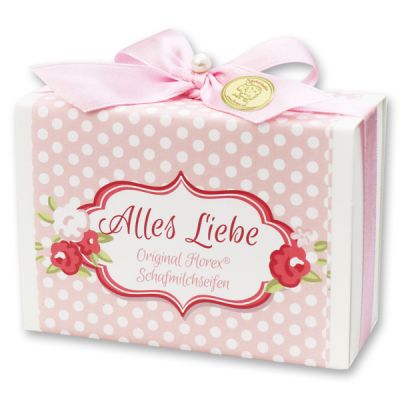 Sheep milk soap 150g in a box "Alles Liebe", Peony 