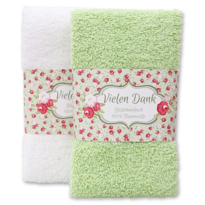 Guest towel 30x50cm "Vielen Dank", green/white 