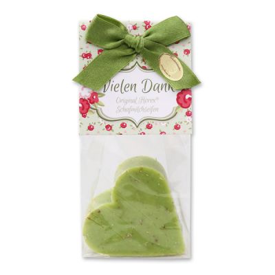 Sheep milk soap heart 85g in a cellophane bag "Vielen Dank", Verbena 