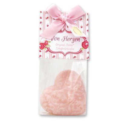 Sheep milk soap heart Florex 80g in a cellophane bag "Von Herzen", Magnolia 
