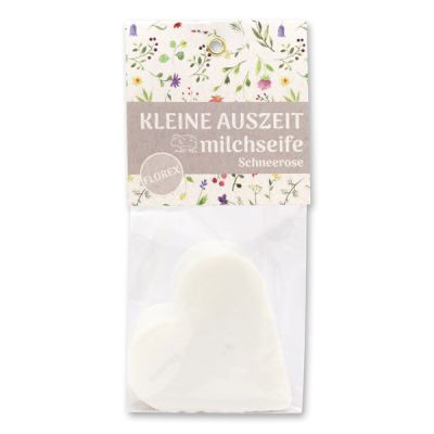 Schafmilchseife Herz 85g in Cello "Kleine Auszeit", Schneerose 