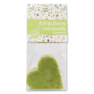 Schafmilchseife Herz 85g in Cello "Aufblühen", Eisenkraut 