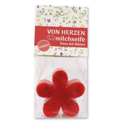 Schafmilchseife Margerite 78g in Cello "Von Herzen", Rose mit Blüten 