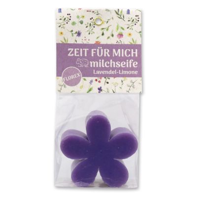 Sheep milk soap marguerite 78g in a cellophane bag "Zeit für mich", Lavender-lime 