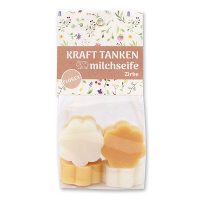Sheep milk soap flower 6x20g in a cellophane bag "Kraft tanken", Classic/Swiss pine 