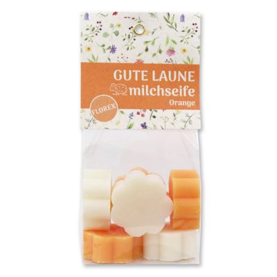 Schafmilchseife Blume mini 6x20g in Cello "Gute Laune", Classic/Orange 