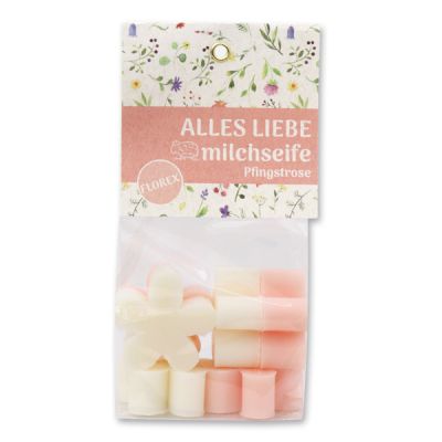 Sheep milk soap marguerite 6x15g in a cellophane bag "Alles Liebe", Classic/Peony 