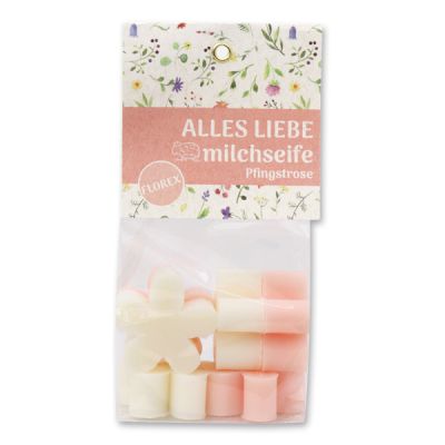 Schafmilchseife Margerite mini 6x15g in Cello "Alles Liebe", Classic/Pfingstrose 