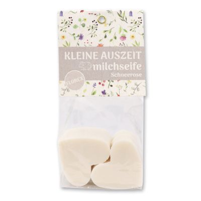 Schafmilchseife Herz mittel 4x23g in Cello "Kleine Auszeit", Schneerose 