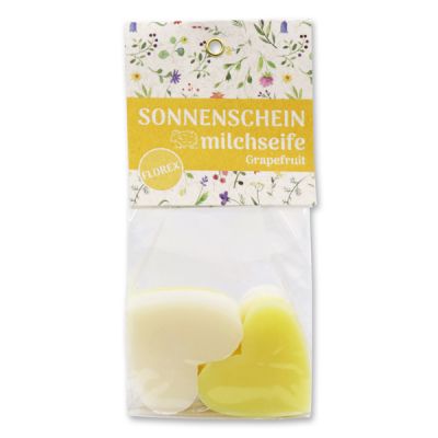 Schafmilchseife Herz mittel 4x23g in Cello "Sonnenschein", Classic/Grapefruit 